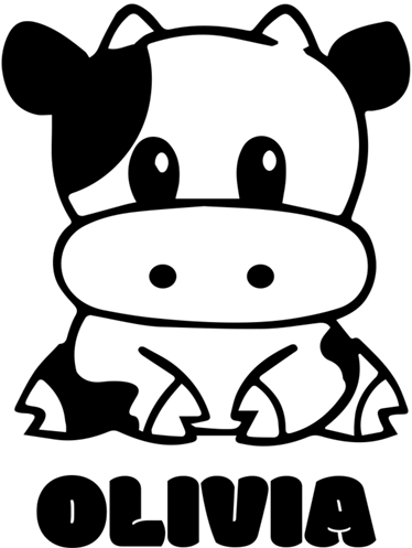 Tappeto vinile per bambini mucca bianca e nera con nome - TenStickers
