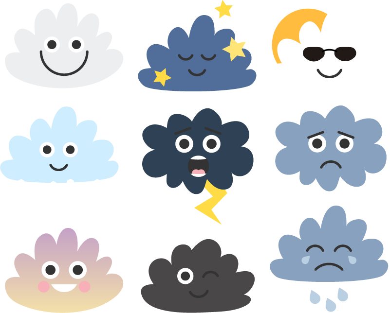 Tappeto vinile per bambini nuvole con facce - TenStickers