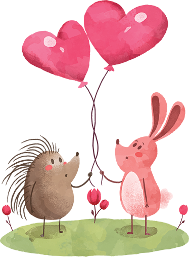Tappeto vinile per bambini riccio e coniglio - TenStickers