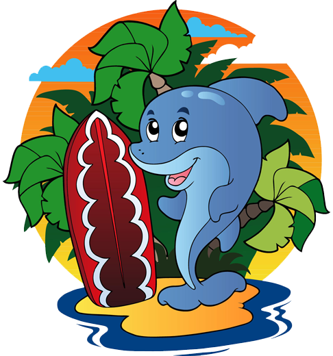 Tappeto vinile per bambini delfino surfista - TenStickers