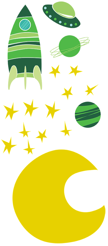 Tappeto vinile per bambini adesivo spaziale verde - TenStickers