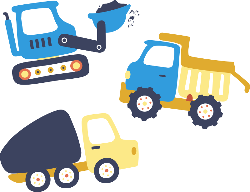 Tappeto vinile per bambini simboli escavatori - TenStickers