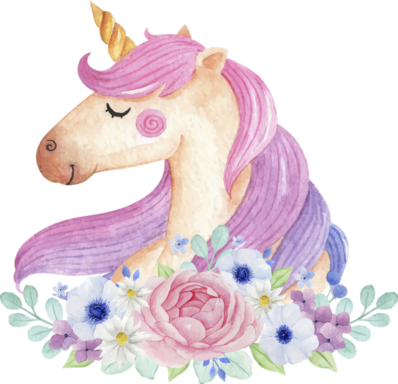 Tappeto vinile per bambini unicorno acquerello - TenStickers