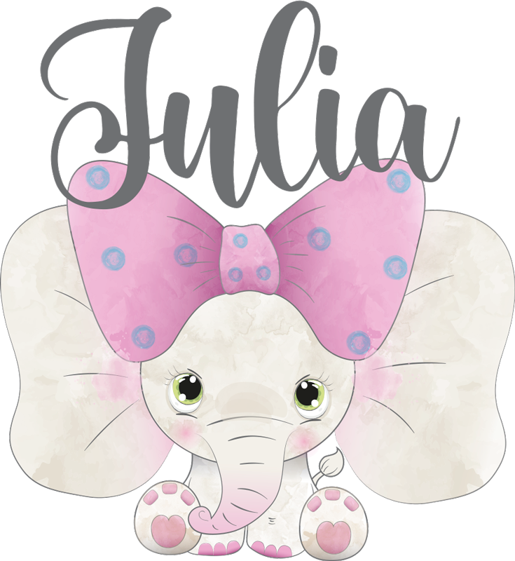 Tappeto vinile per bambini elefante con cucciolo e nome - TenStickers