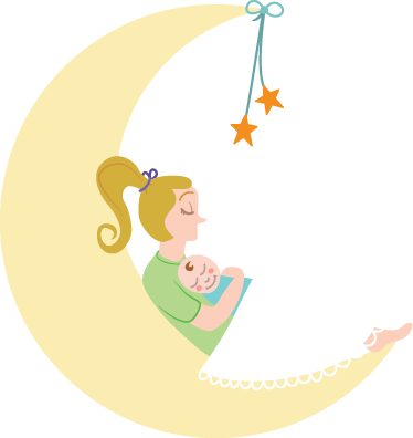 Tappeto vinile per bambini mamma e bimbo sulla luna - TenStickers