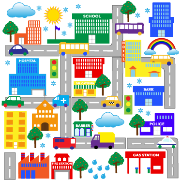 Tappeto vinile per bambini città grande colorata - TenStickers