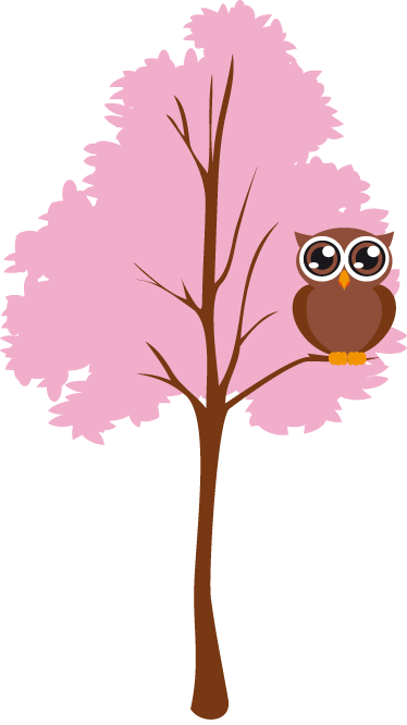 Tappeto vinile per bambini albero rosa con gufo - TenStickers