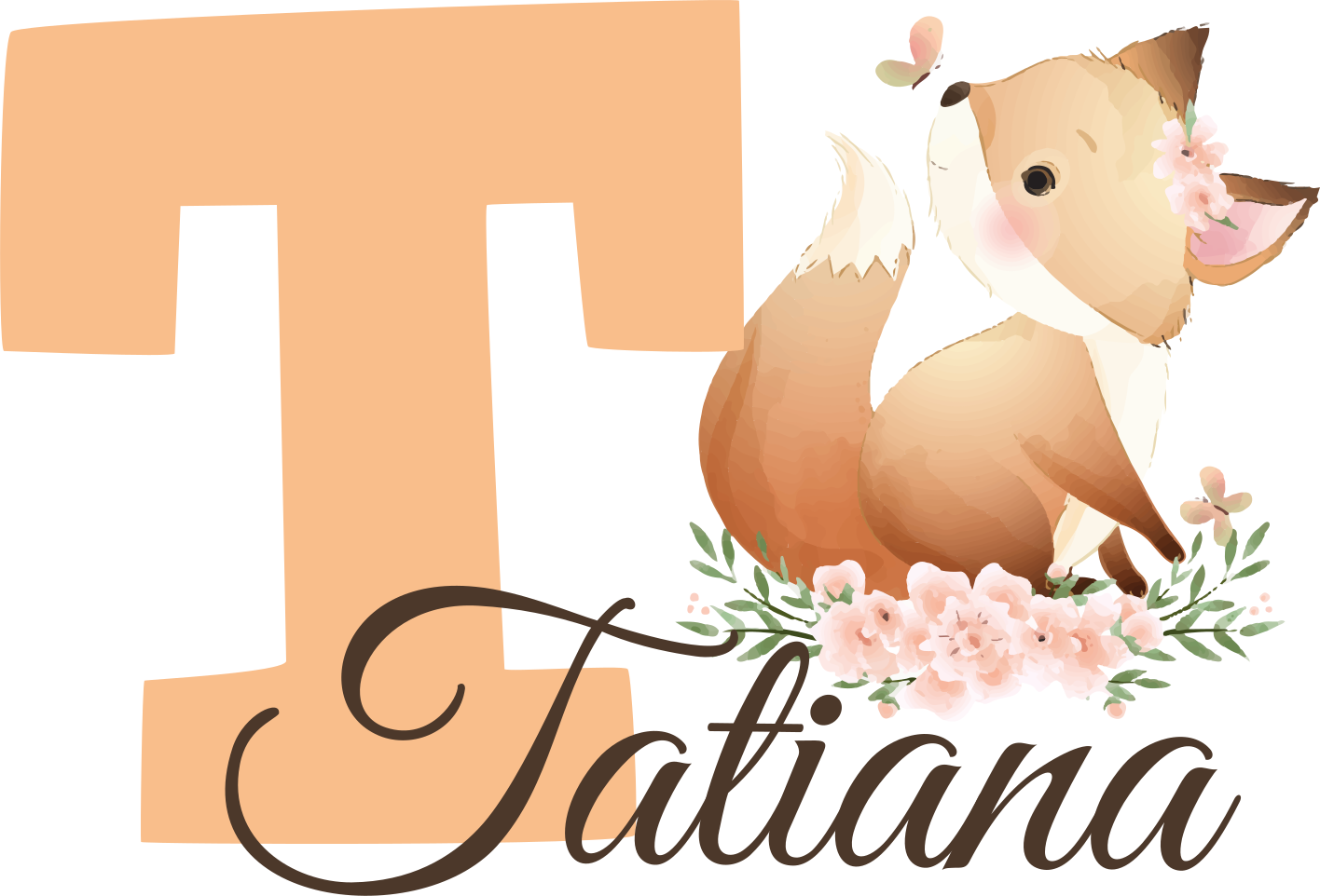 Tappeto vinile per bambini volpe carina con nome - TenStickers