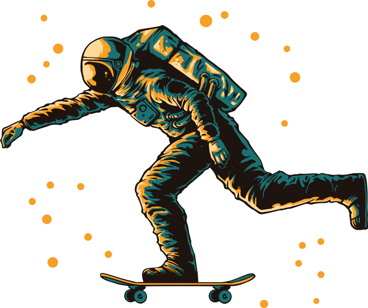 Tappeto vinile per bambini astronauta skateboarder - TenStickers