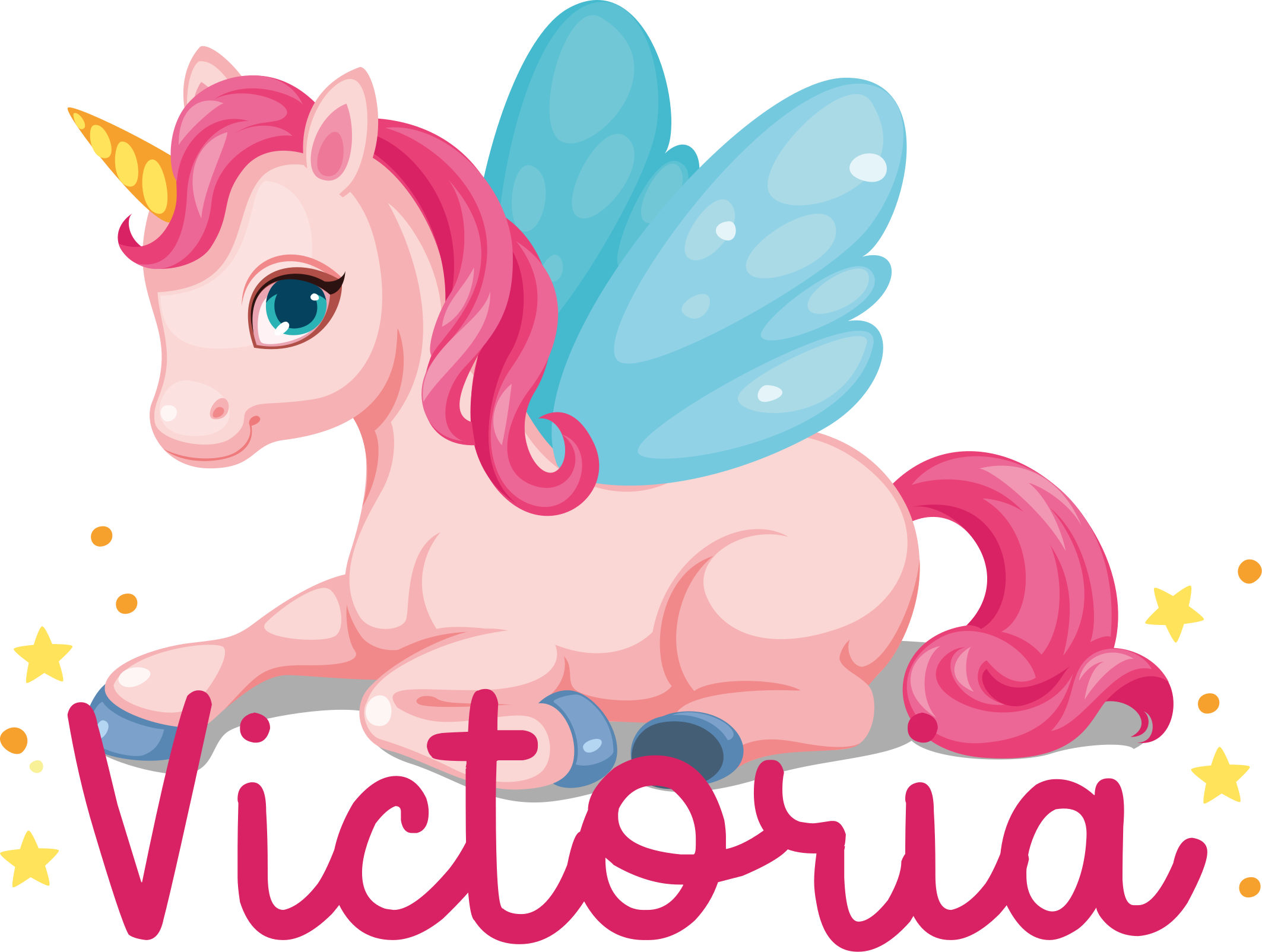 Tappeto vinile per bambini unicorno rosa divertente - TenStickers