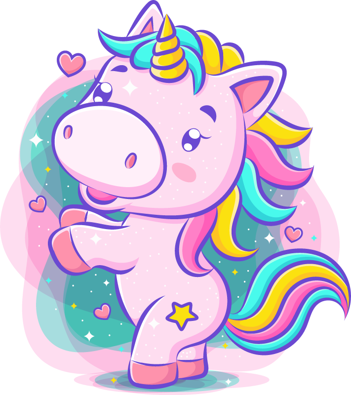 Tappeto vinile per bambini unicorno cartone colorato - TenStickers