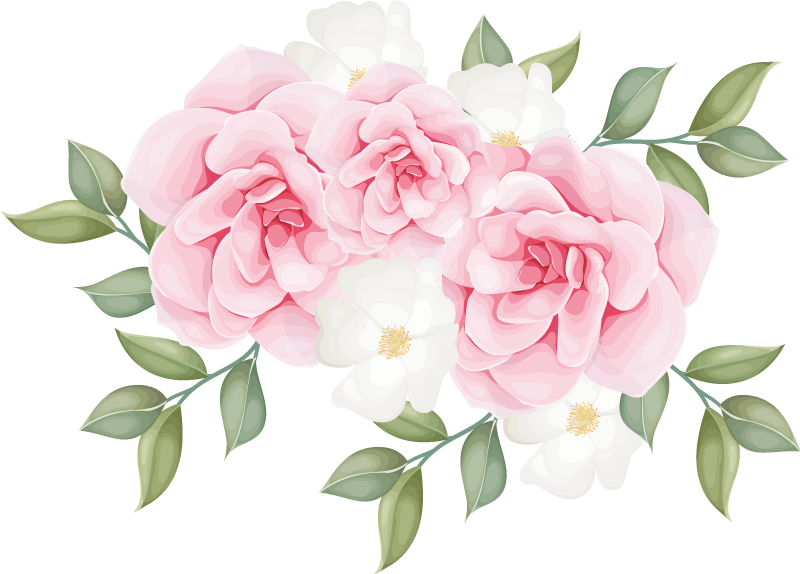 Tappeto vinile camera da letto fiori eleganti rosa - TenStickers