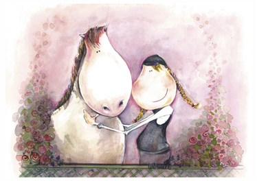 Tappeto vinile per bambini ragazza e cavallo - TenStickers