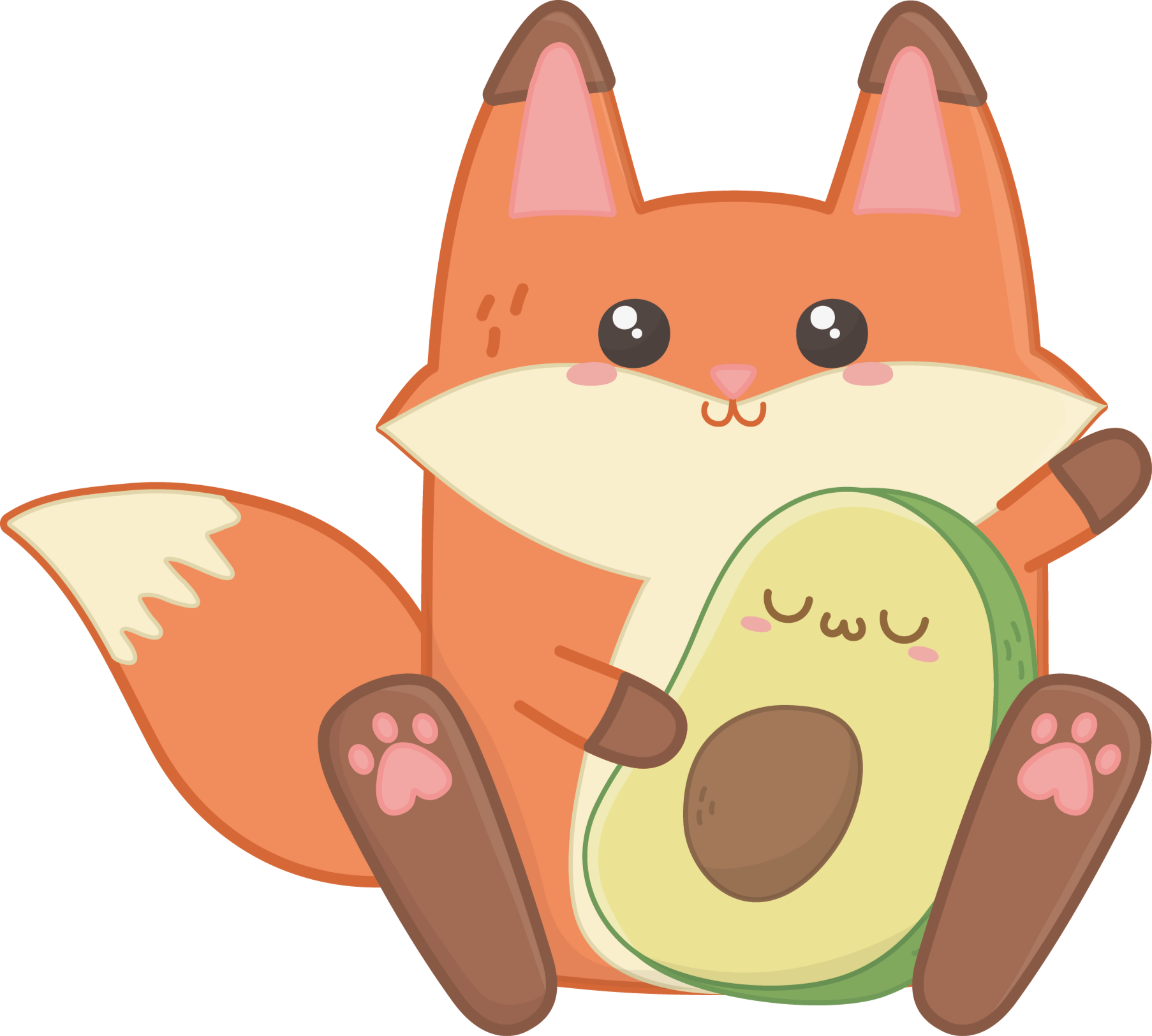 Tappeto vinile per bambini volpe kawaii con avocado - TenStickers