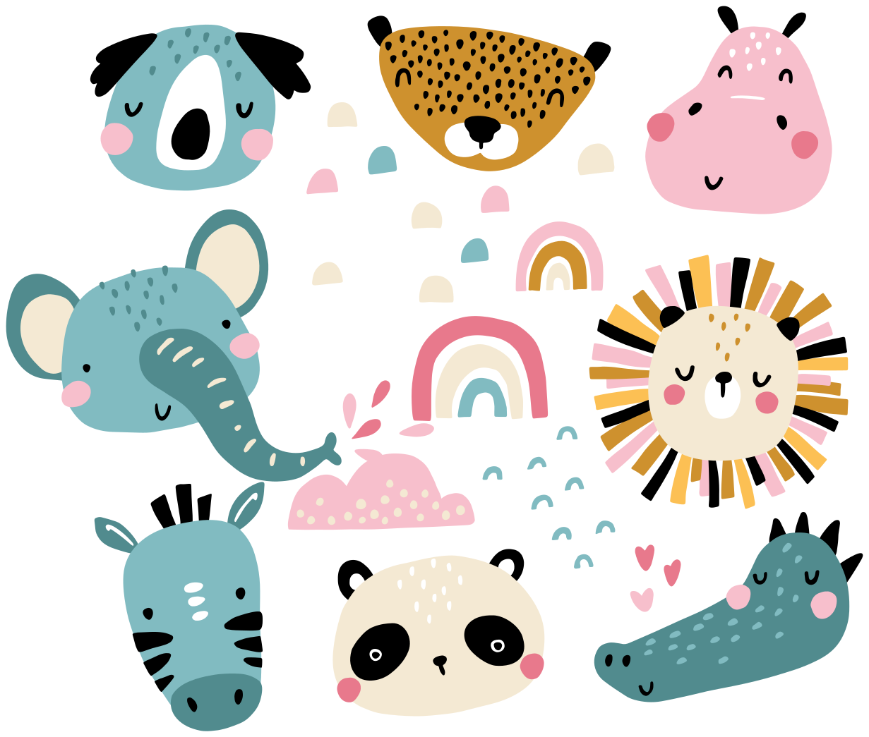 Tappeto vinile per bambini animali piccoli stile nordico - TenStickers