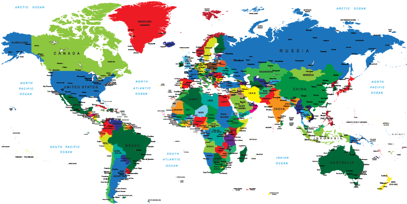Tappeto vinile mappamondo a colori vivaci - TenStickers