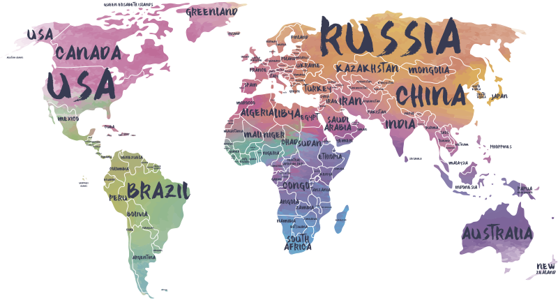 Tappeto vinile mappamondo adesivo lettere mappa - TenStickers