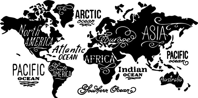 Tappeto vinile mappamondo mappa dettagliata - TenStickers