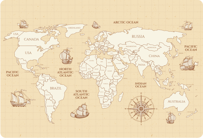 Tappeto vinile mappamondo mappa del mondo antico - TenStickers
