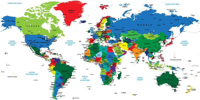 Tappeto vinile mappamondo mappa del mondo a colori - TenStickers