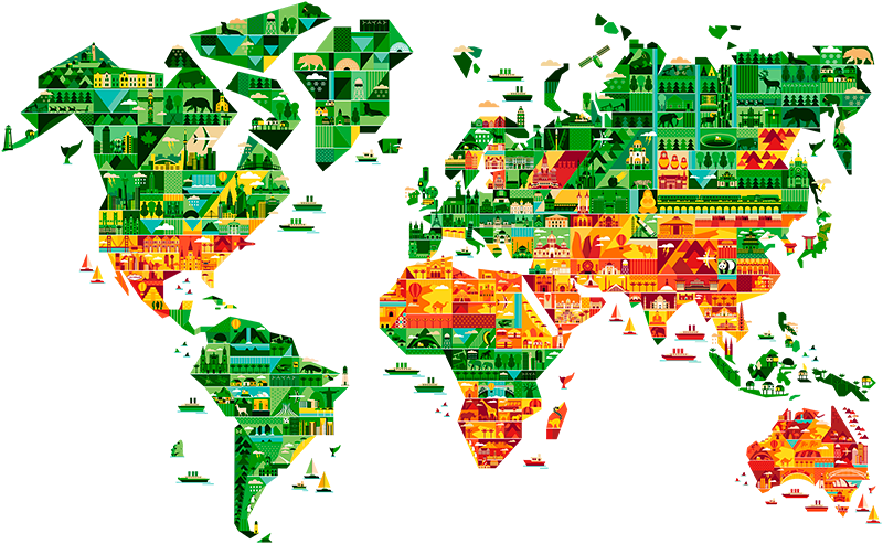 Tappeto vinile mappamondo design monumentale - TenStickers