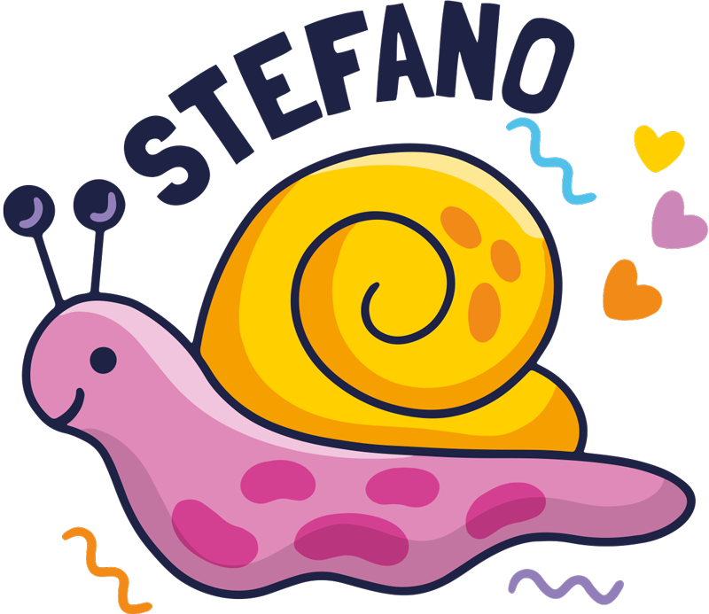 Tappeto vinile per bambini lumaca colorata con nome - TenStickers