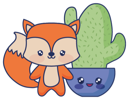 Tappeto vinile per bambini anime cactus e volpe - TenStickers