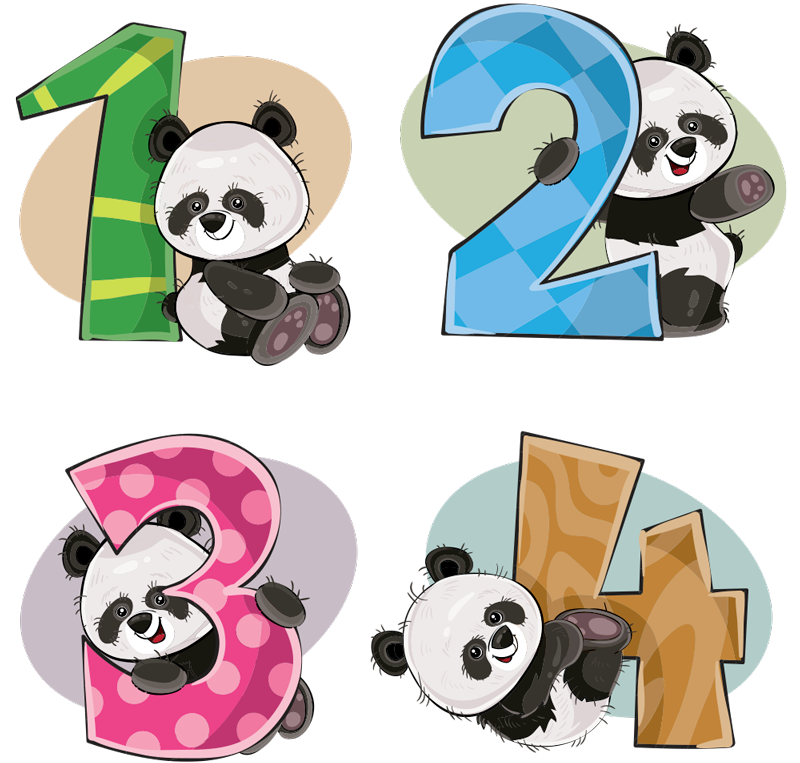 Tappeto vinile per bambini 4 panda - TenStickers