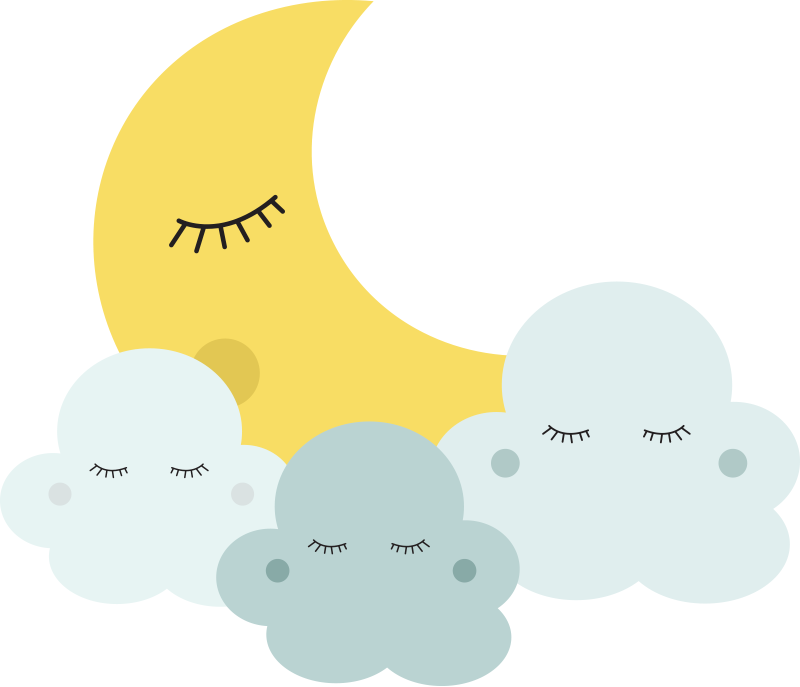Tappeto vinile per bambini luna e nuvola felici - TenStickers