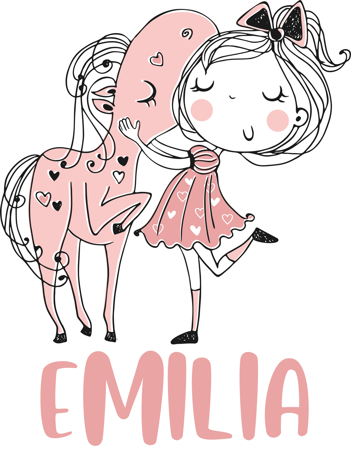 Tappeto vinile per bambini principessa con cavallo rosa - TenStickers