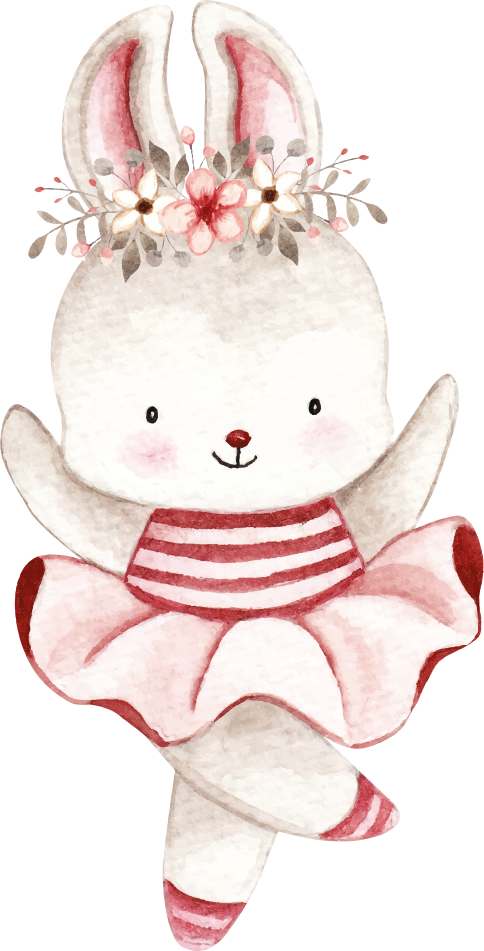 Tappeto vinile per bambini coniglio ballerina in rose - TenStickers