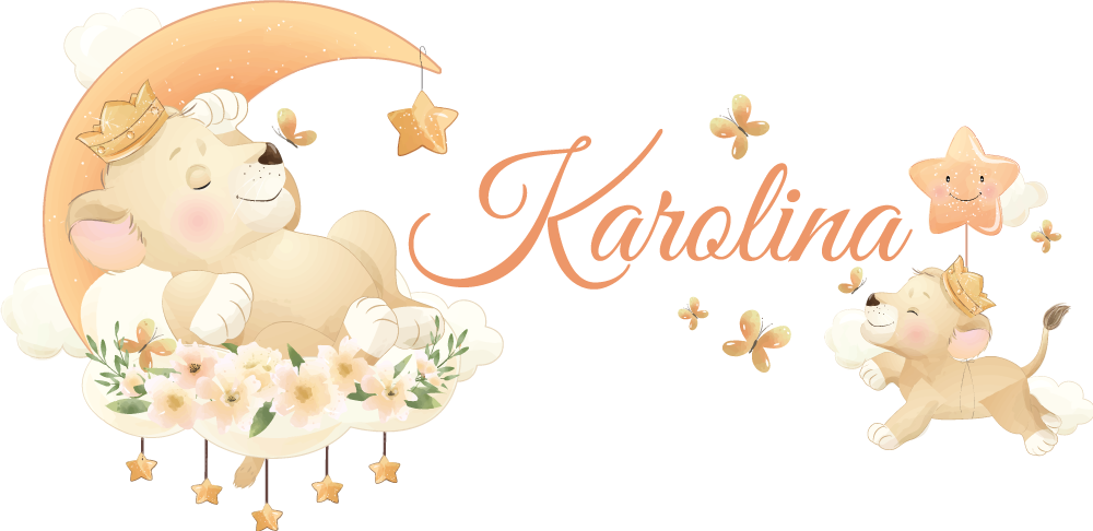 Tappeto vinile per bambini leone carino con nome - TenStickers