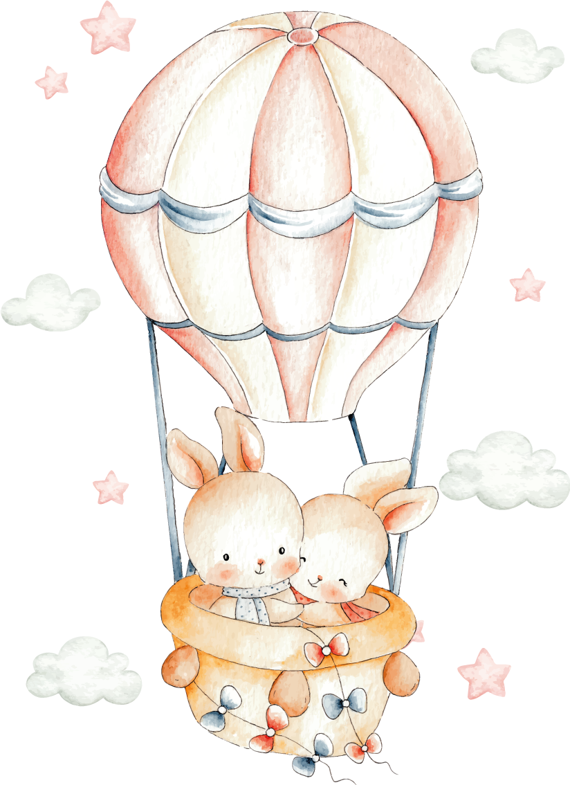 Tappeto vinile per bambini palloncino con coniglio - TenStickers