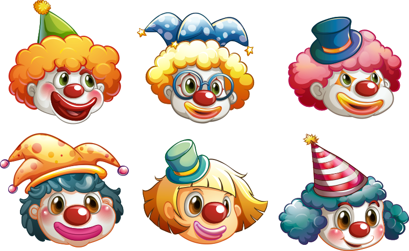Tappeto vinile per bambini volti di clown colorati - TenStickers