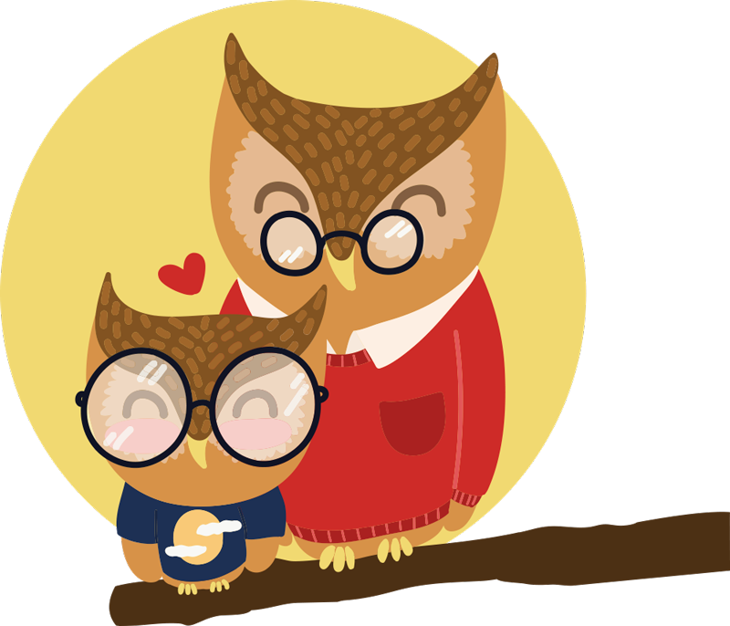 Tappeto vinile per bambini gufo padre e figlio - TenStickers