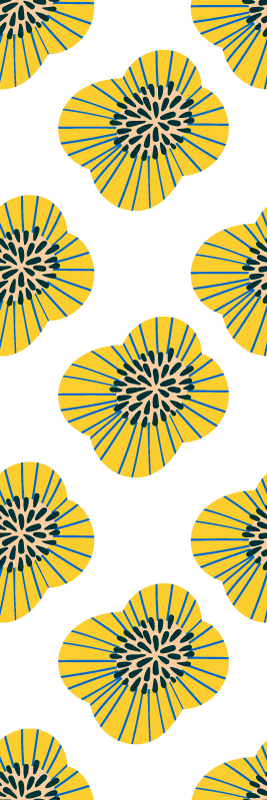 Tappeto vinile bagno grande fiore rotondo blu e giallo - TenStickers