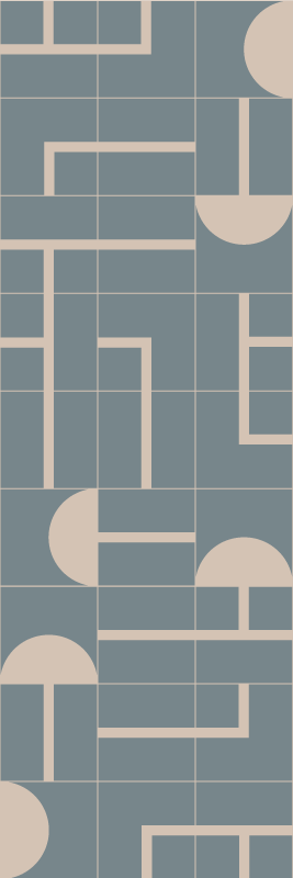 Tappeto vinile bagno blu grigio geometrico moderno - TenStickers