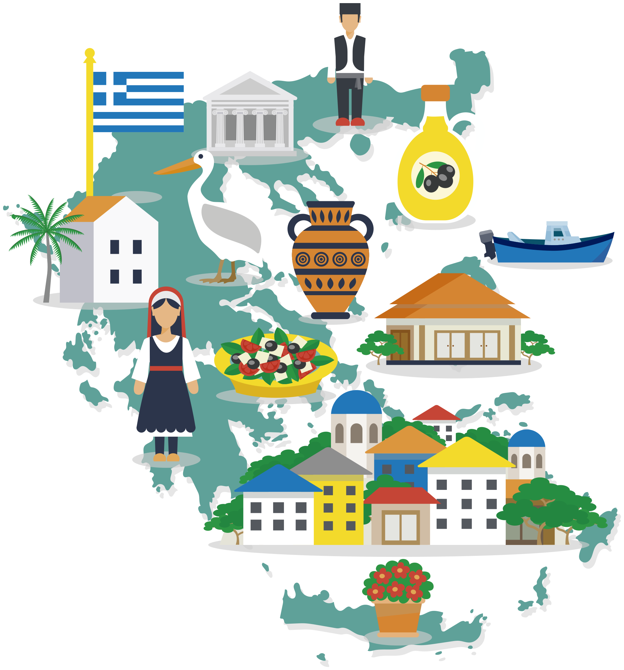 Tappeto vinile mappamondo mappa illustrata grecia e isole - TenStickers