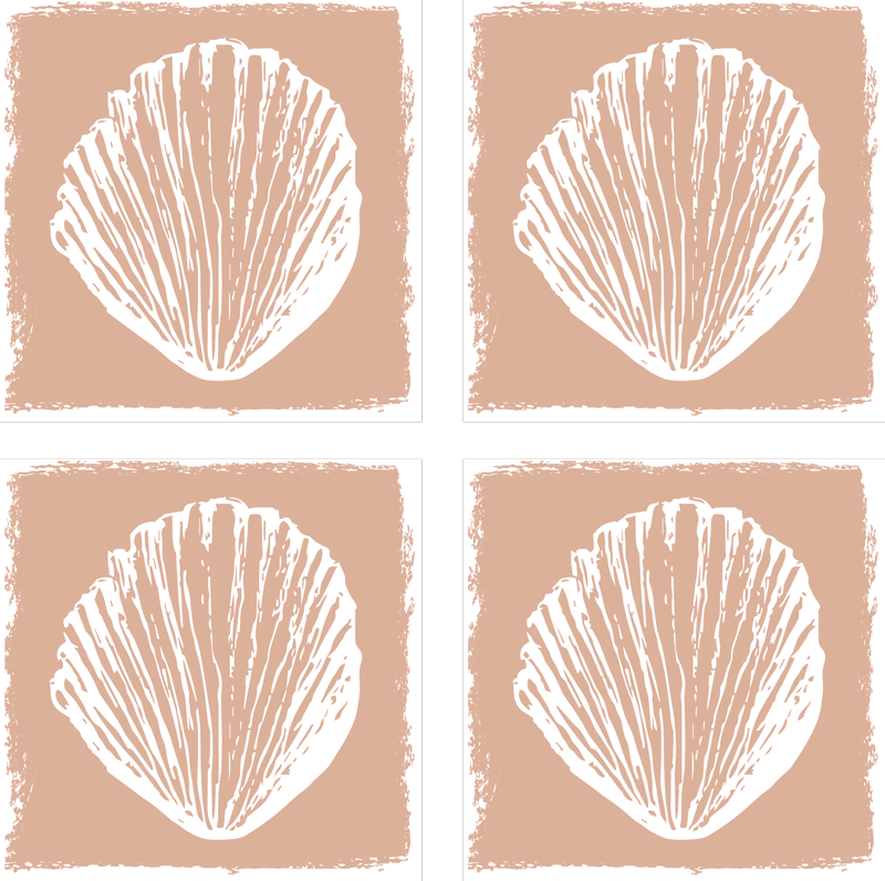 Tappeto vinile bagno motivo conchiglie beige - TenStickers