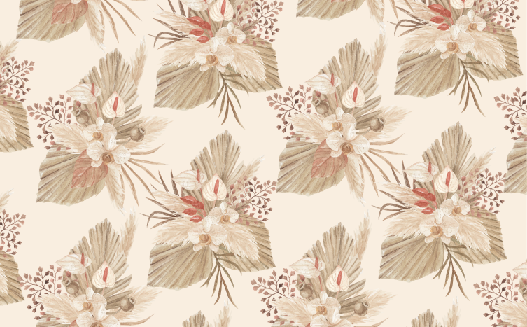 Tappeto vinile bagno fiori secchi con erba pampas - TenStickers