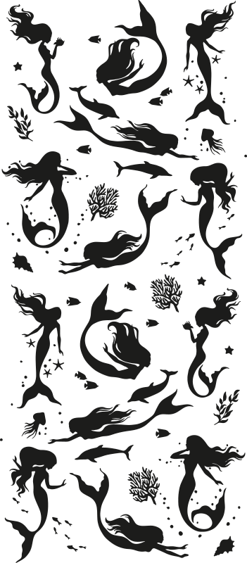 Tappeto vinile bagno sirene per doccia - TenStickers