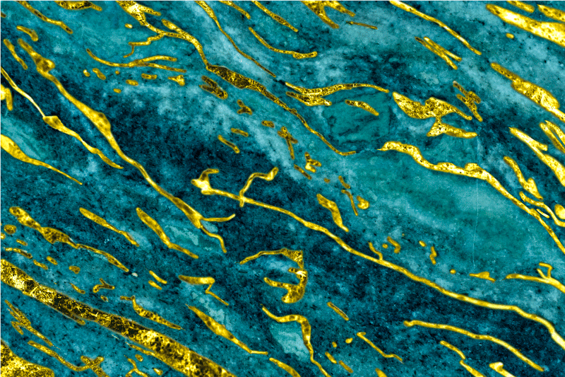 Tappeto vinile bagno effetto marmo blu e oro - TenStickers