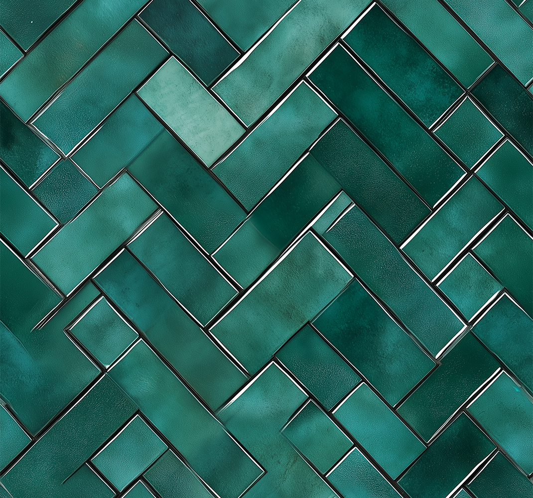 Tappeto vinile bagno a zig zag verde - TenStickers