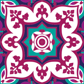 Tappeto vinile bagno motivo piastrelle marocchine rosa - TenStickers