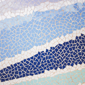 Tappeto vinile bagno piastrelle blu irregolari piccole - TenStickers