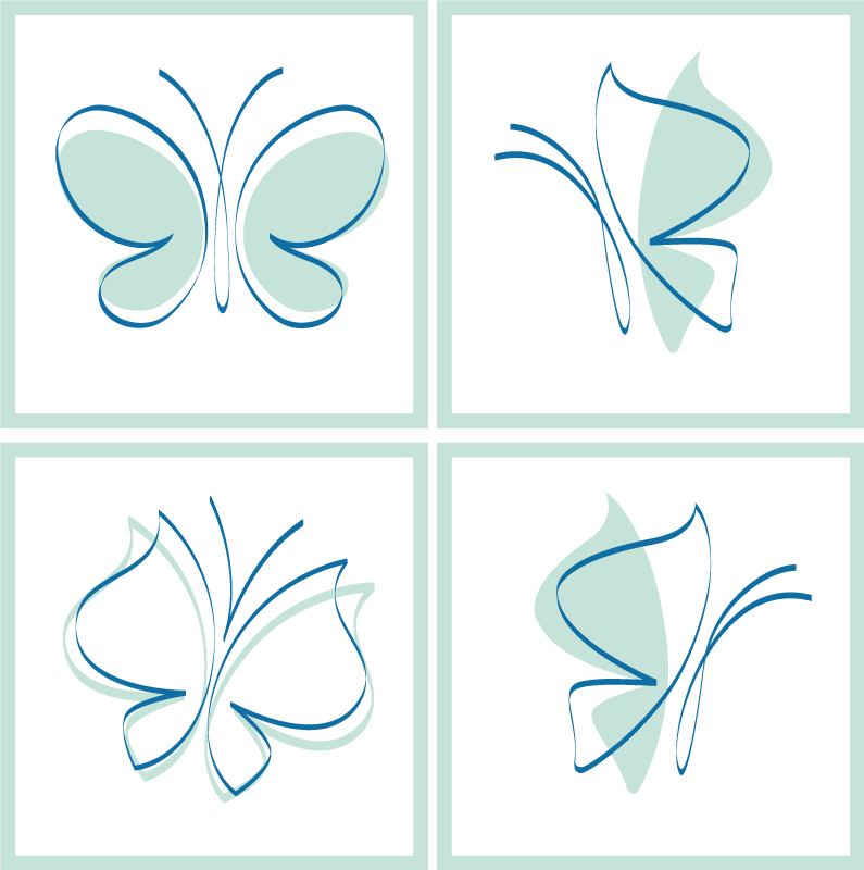 Tappeto vinile bagno farfalle silhouette - TenStickers