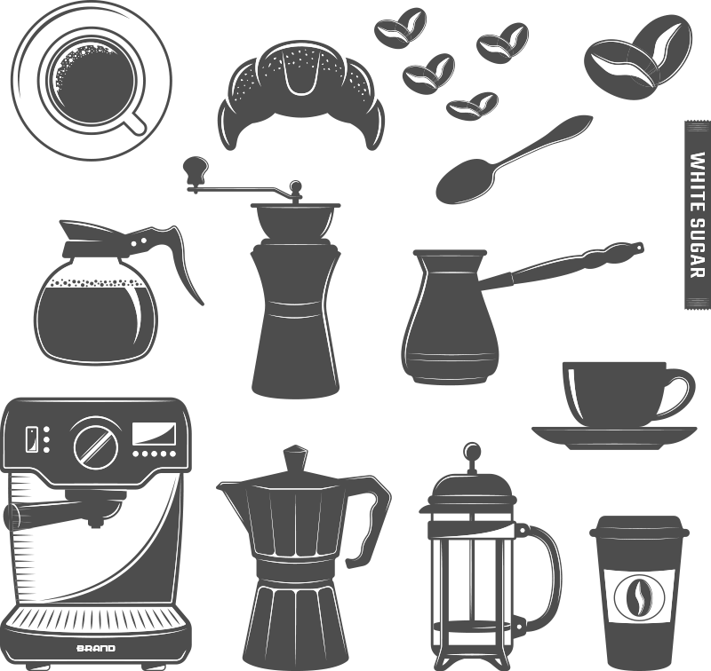 Tappeto pvc cucina set caffè - TenStickers