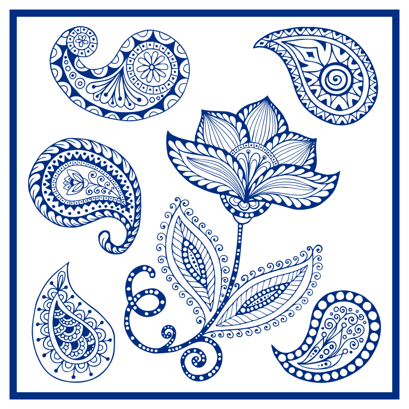 Tappeto pvc cucina paisley e fiori - TenStickers