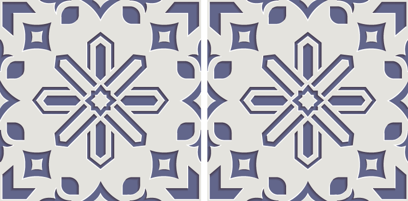 Tappeto pvc cucina motivi carini blu e bianchi - TenStickers