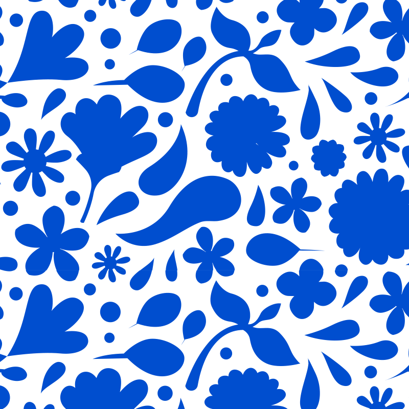 Tappeto pvc cucina fiori vari blu di delft - TenStickers